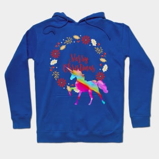 Unicorn Christmas Wreath (rainbow horse) Hoodie